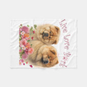 Couverture Polaire Maman Chow Chow Fleurie (Devant (Horizontal))