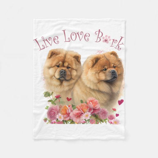 Couverture Polaire Maman Chow Chow Fleurie (Devant)