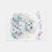 Couverture Polaire Maman de chien maltais Floral (Devant (Horizontal))