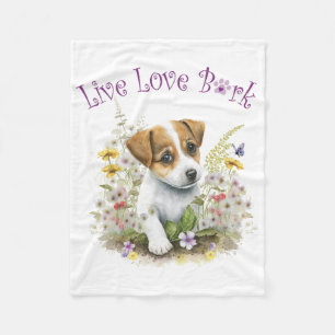 Couverture Polaire Maman de Jack Russell Floral