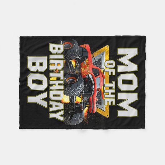 Couverture Polaire Maman De L'Anniversaire Garçon Monster Camion Anni (Devant (Horizontal))