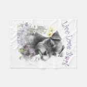 Couverture Polaire Maman de Schnauzer Fleurs (Devant (Horizontal))