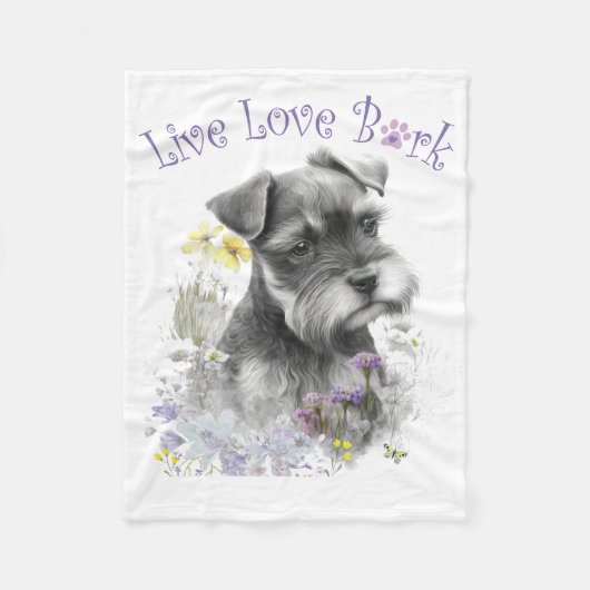 Couverture Polaire Maman de Schnauzer Fleurs (Devant)