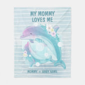 Couverture Polaire Maman et Bébé Dauphins avec Fleurs Maman m'aime (Devant)