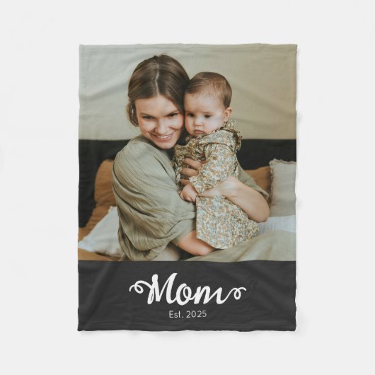 Couverture Polaire Maman Etabli Black Modern Script Photo (Devant)