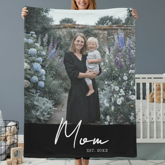 Couverture Polaire Maman Etabli Black Modern Script Photo