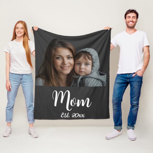 Couverture Polaire Maman Etabli Noir Moderne Script Blanche Toison (En situation)
