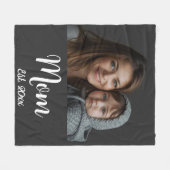 Couverture Polaire Maman Etabli Noir Moderne Script Blanche Toison (Devant (Horizontal))