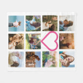 Couverture Polaire Maman Famille Photo Collage Coeur rose (Devant (Horizontal))