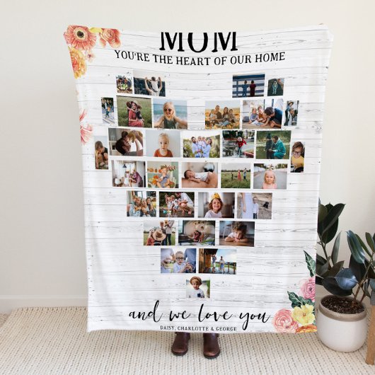 Couverture Polaire Maman | Heart of Our Home Photo Collage