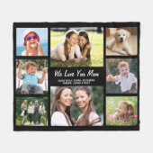 Couverture Polaire Maman Love You Photo Collage Noir (Devant (Horizontal))