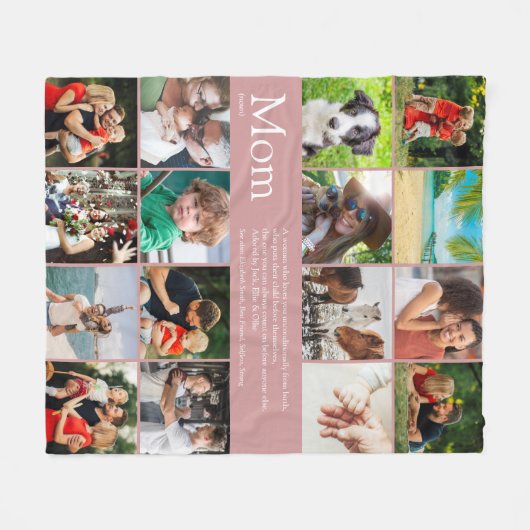 Couverture Polaire Maman Mère Définition Photo Collage Rose Dusty (Devant (Horizontal))