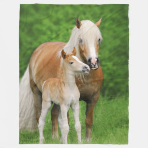 Couverture Polaire Maman mignonne de baiser de poulain de chevaux de