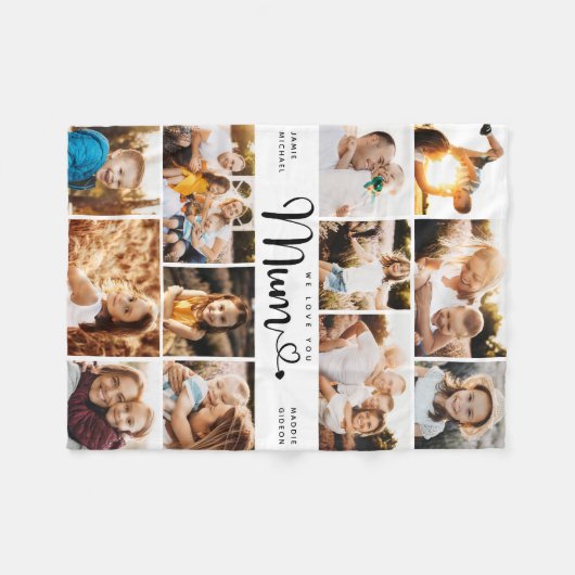 Couverture Polaire Maman Nous t'aimons Coeurs Photo moderne Collage (Devant (Horizontal))