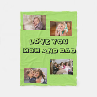 Couverture Polaire Maman Papa aimants 4 photos Police Sans Serif
