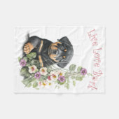 Couverture Polaire Maman Rottweiler Fleurie (Devant (Horizontal))