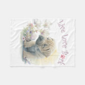 Couverture Polaire Maman Shar-pei Fleurie (Devant (Horizontal))
