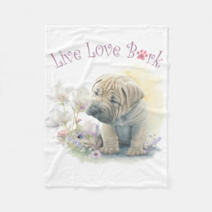 Couverture Polaire Maman Shar-pei Fleurie