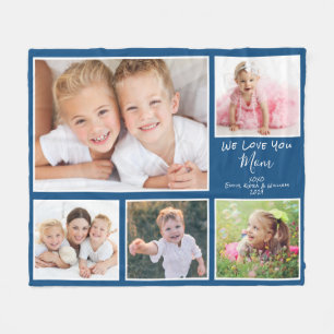 Couverture Polaire Maman We Love You Photo Collage Blue