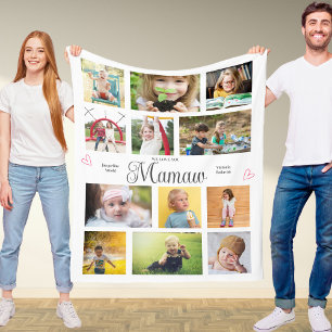 Couverture Polaire Mamaw Nous Vous Aimons Cœurs Personnalisés Moderne