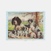 Couverture Polaire mamie spaniel et chiots (Devant (Horizontal))