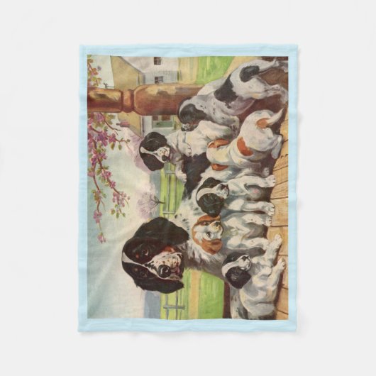 Couverture Polaire mamie spaniel et chiots (Devant)