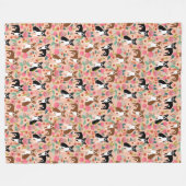 Couverture Polaire Manchette de Boston Terriers - conception de fleur (Devant (Horizontal))