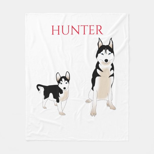Couverture Polaire Manchette de chiens Husky. (Devant)