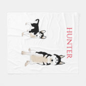 Couverture Polaire Manchette de chiens Husky. (Devant (Horizontal))