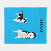 Couverture Polaire Manchette de chiens Husky. (Devant (Horizontal))