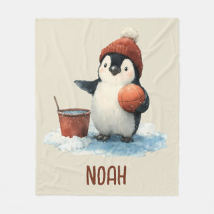 Couverture Polaire Manchot de basket d'hiver personnalisé pour enfant