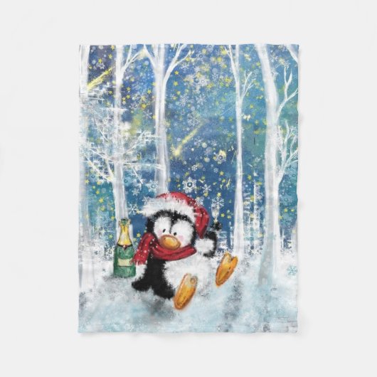 Couverture Polaire Manchot heureux - Noël (Devant)