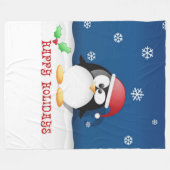 Couverture Polaire Manchot Joyeuses Fêtes (Devant (Horizontal))