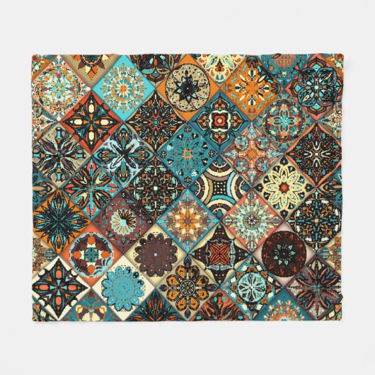 Couverture Polaire Mandala à fleurs ethniques sans couture motif. M c (Devant (Horizontal))