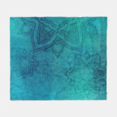 Couverture Polaire Mandala affligé de bleu de turquoise (Devant (Horizontal))