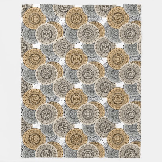 Couverture Polaire Mandala arabe motif gris beige à l'orientale (Devant)