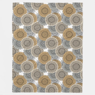 Couverture Polaire Mandala arabe motif gris beige à l'orientale