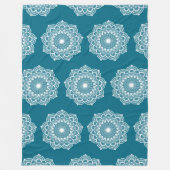Couverture Polaire Mandala blanc sur fond bleu (Devant)