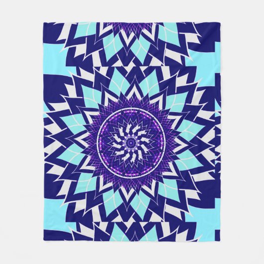 Couverture Polaire mandala bleu et indigo (Devant)