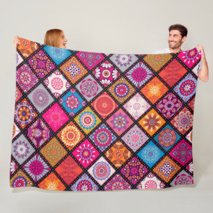 Couverture Polaire Mandala coloré