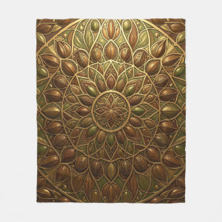 Couverture Polaire Mandala florale en bronze doré orné, embouti