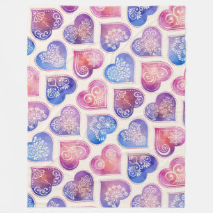 Couverture Polaire Mandala Hearts Motif