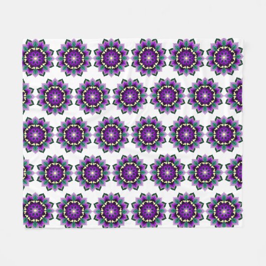 Couverture Polaire Mandala Motif 02 en violet (Devant (Horizontal))