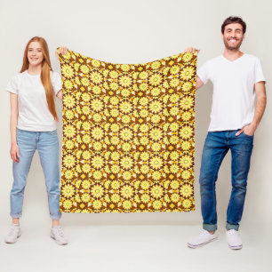 Couverture Polaire Mandala Motif, nuances de Brown et d'or