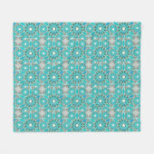 Couverture Polaire Mandala Motif, Turquoise, gris argenté et blanc (Devant (Horizontal))