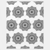 Couverture Polaire Mandala noir sur fond blanc (Devant)
