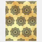 Couverture Polaire Mandala noir sur fond doré doux (Devant)