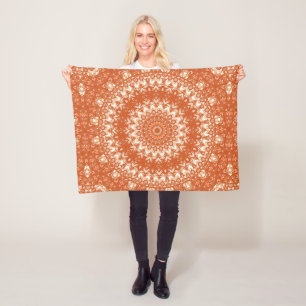 Couverture Polaire Mandala orange.