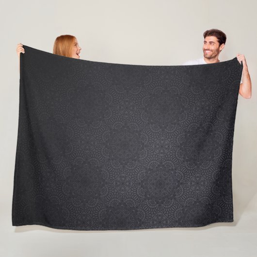 Couverture Polaire Mandala ornementale de luxe noir (En situation)
