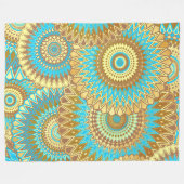 Couverture Polaire Mandala superposé bleu marron or (Devant (Horizontal))